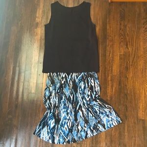 Chico’s patterned blue skirt